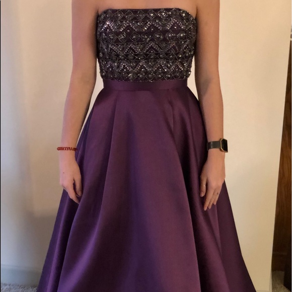mac duggal purple dress
